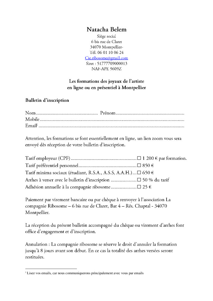 Cliquez l'image pour feuilleter Bulletin d'inscription aux formations